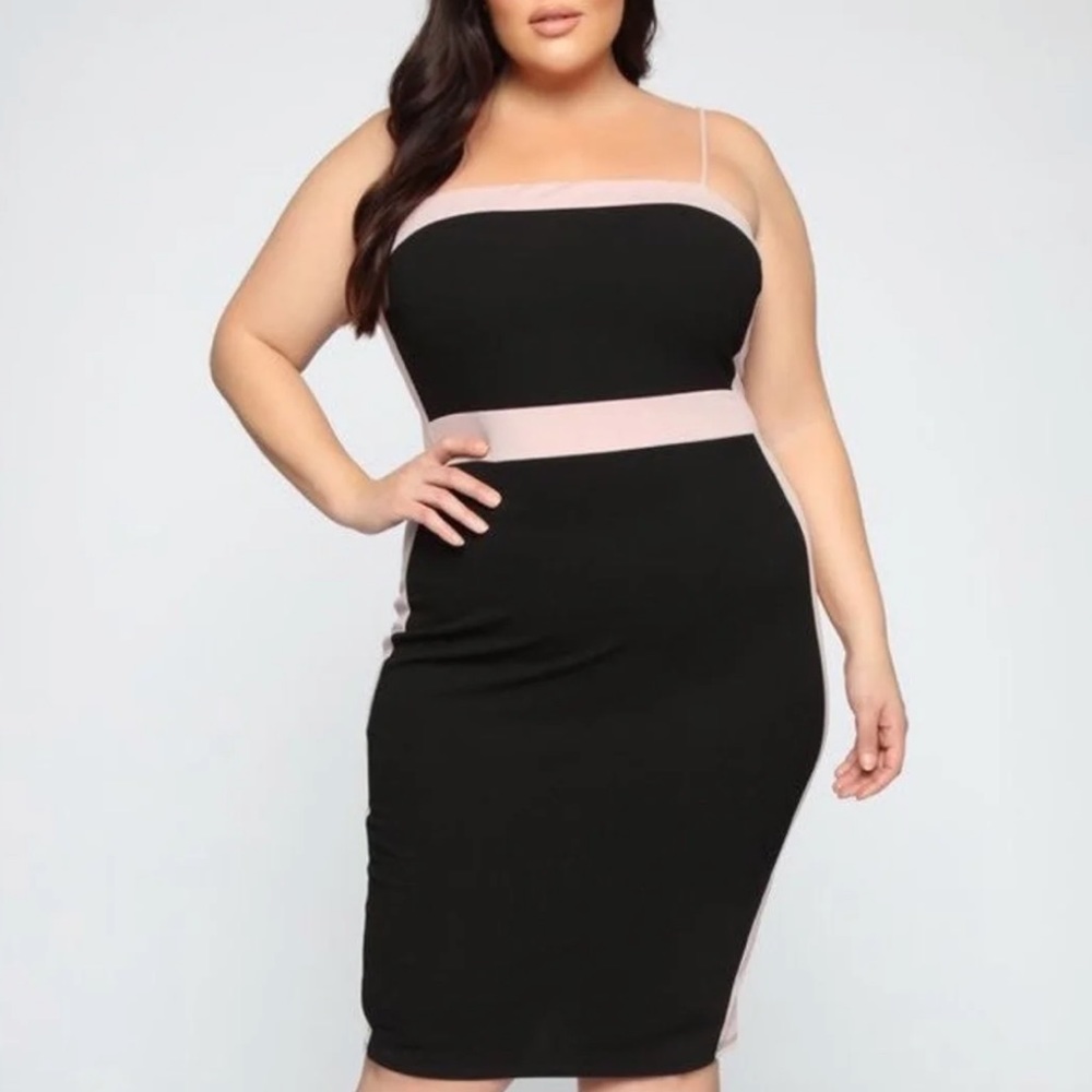 ((SOLD))🆕 Dima Colorblock Dress - Black/Blush